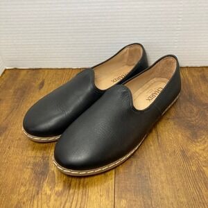 CHARIX Artisan Shoes Black Leather Slip On Loafers Flat Shoes